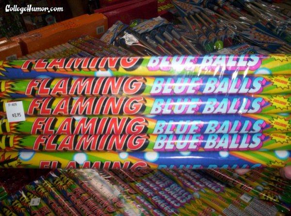 flaming blue balls